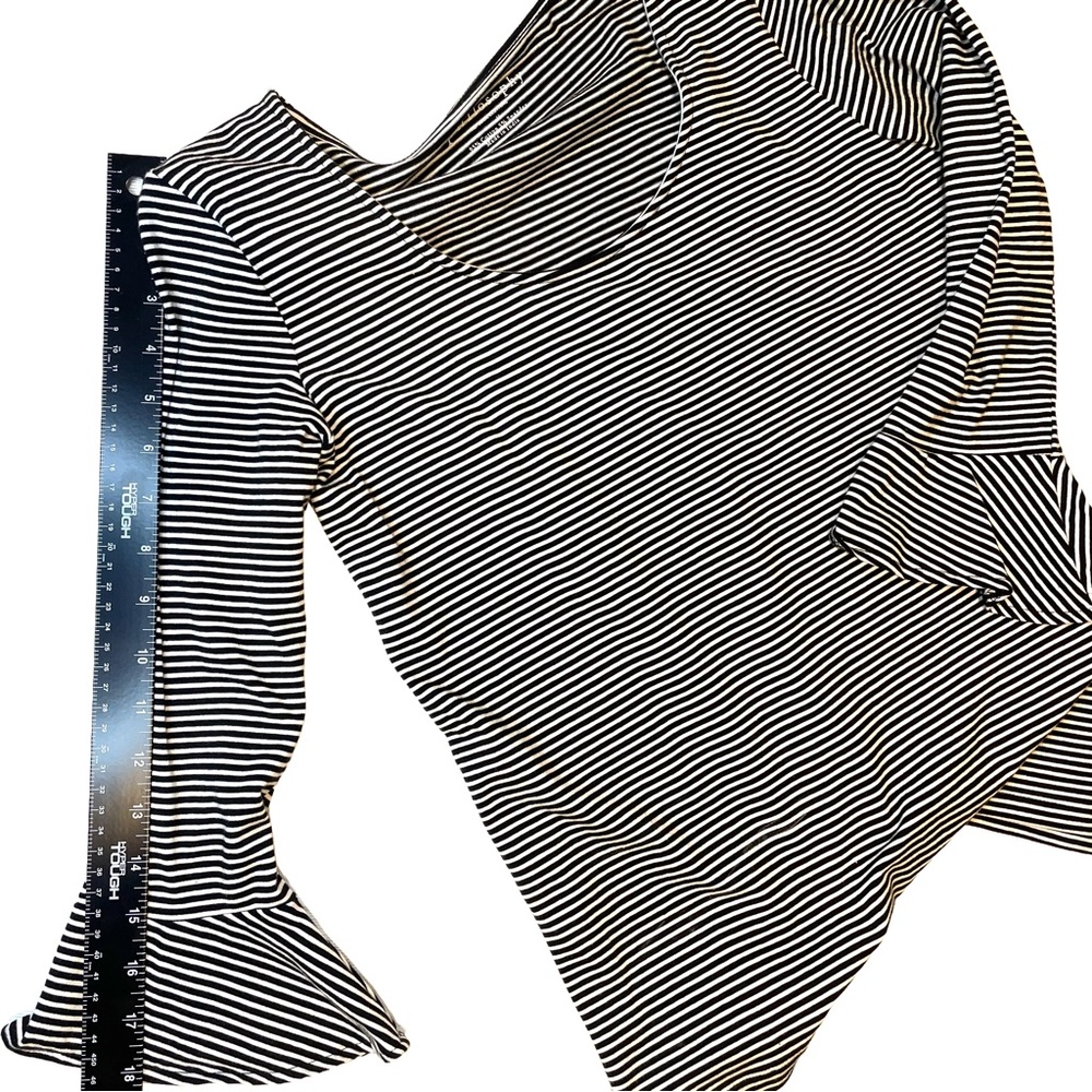 Philosophy Republic Clothing Womens Top Black & White Striped-Bell Sleeve-Small - Picture 5 of 10